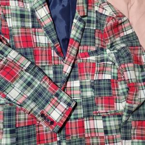 Linea Uomo Red and Green Sports Coat Size 48R